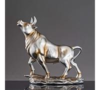 Lucky Wall Street Bull Statues, decorazioni artistiche di figurine di toro in resina, statue di tori per la ricchezza, sculture a casa e ornamento da ufficio, attirano buona fortuna, bronzo