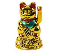 Lucky Waving Cat Beckoning Maneki Neko, oro cinese Fortune Feng Shui, 6 12,7 cm (11,4 cm oro)