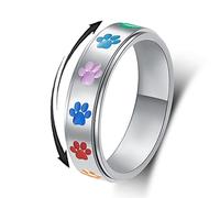 LuckyAmor Anello ansia da donna: anelli rotanti in acciaio inox da 6 mm, luna, stella, ansia, per uomini, gioielli regalo per donne, taglia 6, 7, 8, 9, 10, Metallo, Nessuna pietra preziosa