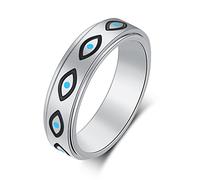 LuckyAmor Anello ansia da donna: anelli rotanti in acciaio inox da 6 mm, luna, stella, ansia, per uomini, idea regalo per momen, misura 6, 7, 8, 9, 10, 5 UK, Acciaio inossidabile, Nessuna pietra