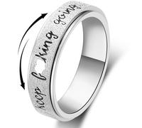 LuckyAmor Anello inquietante per donne per l'ansia: mantra ispiratore personalizzato, acciaio inossidabile, argento, nero, arcobaleno, oro rosa, anello girevole per uomini e donne, amici, 7, Metallo