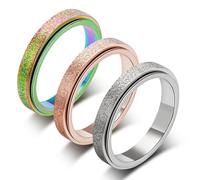 LuckyAmor Anello per ansia da donna: anello antistress, per alleviare l'ansia, per donne, anti-ansia, regalo per adolescenti, ragazze e ragazzi, taglia 6-10, 5 UK, Metallo, Nessuna pietra preziosa