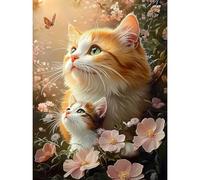 luckyarina Dipingere con i numeri, per bambini a partire dai 5, 6, 7, 8, 9, 10 anni, gatti da bambina, dipinti a mano, set per pittura a olio per principianti con come regalo per la casa, 30 x 40 cm