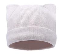 LUCKYBUNNY Berretto con orecchie di gatto per donne e ragazze, autunno inverno maglia polsino beanie hip hop berretto gatto uncinetto berretto da sci, Bianco - Senza "M", Taglia unica