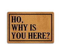 LuckyChu Funny Ho Why is You Here - Zerbino antiscivolo per interni ed esterni, in gomma, 59,9 x 39,9 cm