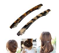 Luckycivia - Confezione da 2 fermagli per capelli, lunghi e sottili, fatti a mano, in celluloide onice, eleganti fermagli automatici per coda di cavallo, per donne e ragazze, 10 cm