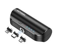 LUCKYDUO Power Bank portatile 5000mAh, mini batteria esterna 3 in 1 Power Bank wireless, ricarica rapida per iPhone/Type-c/Micro USB-A,portatile compatto e piccolo compatibile con iPhone