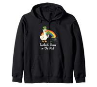 Luckyest Goose nel Pub St Patricks Day Funny Irish Honk Felpa con Cappuccio