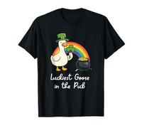 Luckyest Goose nel Pub St Patricks Day Funny Irish Honk Maglietta