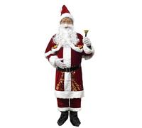 LUCKYHHM Men's Santa Claus Costume, 12 Piece Vestito Da Babbo Natale Deluxe Completo, Suitable For Christmas Parties Cosplay(B,5XL)