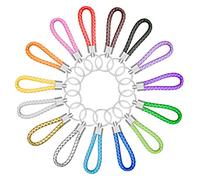 LUCKYKODOR Portachiavi Colorato PU 15 Pezzi Intrecciata Portachiavi Multicolore Portachiavi in Pelle Unisex Portachiavi da Auto per Chiavi,Foto
