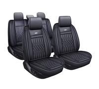 LUCKYMAN CLUB Set completo di 5 coprisedili per auto, in pelle impermeabile, universali, adatti per Elantra Sonata Sportage RAV4 CRV Altima Accord Chevy Equinox (set completo nero)