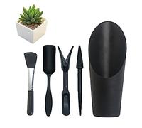 LuckyOpt 5 strumenti per succulente con spazzola di pulizia per giardino e casa Strumenti per il rinvaso delle succulente per la cura delle piante da interno e da esterno (nero)
