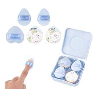 LuckyOpt Set di 5 mini tamponi in polvere, riutilizzabili, a forma di goccia e a forma di cuore, per donne e ragazze (blu)