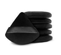 LuckyOpt Set di 6 spugnette triangolari in velluto con custodia, soffici soffici soffici per cipria pressata e asciutta, strumenti per il trucco (nero)