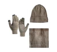 LuckyQianyi Cappello invernale sciarpa, guanti touchscreen, set per uomo e donna, berretto invernale, berretto lavorato a maglia, guanti invernali, guanti a maglia con fodera in pile, regalo, kaki