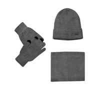 LuckyQianyi Set Invernale: Cappello, Sciarpa e Guanti Touchscreen per Uomo e Donna - Berretto Lavorato a Maglia Con Fodera in Pile - Regalo, Grigio