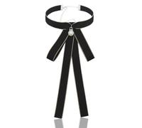 Luckyvestir Papillon da donna, cravatta per uniforme scolastica per ragazze, cravatta nero/blu navy/bordeaux per donna, cravatta a nastro Bolo, nero, 7.5"