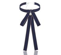 Luckyvestir Papillon da donna, cravatta per uniforme scolastica per ragazze, cravatta nero/blu navy/bordeaux per donna, cravatta a nastro Bolo, Blu navy, 7.5"