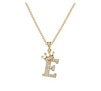 Luckywaqng 26 lettere inglesi con ciondolo a forma di lettera piena per donne collane con strass AZ 26 collane iniziali alfabeto per ragazze adolescenti gioielli collana in tessuto (E, taglia unica)