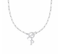 Luckywaqng Anche Toggle Clasp Capital A Z Initial Necklace for Women Hiphop Gold Alphabet Pendant Necklaces Thick Chain OT Buckle Necklace Multiple Collane Per (P, 11)