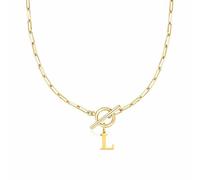 Luckywaqng Anche Toggle Clasp Capital A Z Initial Necklace for Women Hiphop Gold Alphabet Pendant Necklaces Thick Chain OT Buckle Necklace Collane multiple per (GD11, 11)
