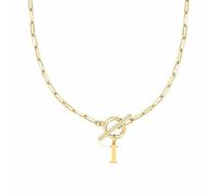 Luckywaqng Anche Toggle Clasp Capital A Z Initial Necklace for Women Hiphop Gold Alphabet Pendant Necklaces Thick Chain OT Buckle Necklace Collane multiple per (GD8, 11)