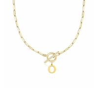 Luckywaqng Anche Toggle Clasp Capital A Z Initial Necklace for Women Hiphop Gold Alphabet Pendant Necklaces Thick Chain OT Buckle Necklace Collane multiple per (GD14, 11)