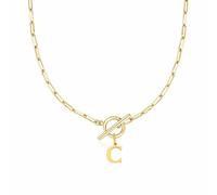 Luckywaqng Anche Toggle Clasp Capital A Z Initial Necklace for Women Hiphop Gold Alphabet Pendant Necklaces Thick Chain OT Buckle Necklace MultiCollane Per (GD3, 11)