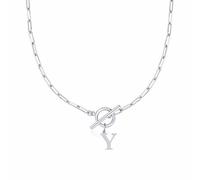 Luckywaqng Anche Toggle Clasp Capital A Z Initial Necklace for Women Hiphop Gold Alphabet Pendant Necklaces Thick Chain OT Buckle Necklace MultiCollane Per (Y, 11)