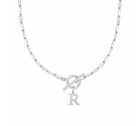 Luckywaqng Anche Toggle Clasp Capital A Z Initial Necklace for Women Hiphop Gold Alphabet Pendant Necklaces Thick Chain OT Buckle Necklace Collane Multiple Per (R, 11)