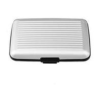 Luckywaqng Blocking Credit Card Holder Metal Wallet ID Credit Card Protector Case Business Card Holder for Men Or Women - Porta biglietti da visita da donna con incisione, argento, taglia unica