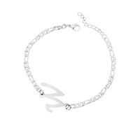 Luckywaqng Braccialetto iniziale personalizzato, in acciaio argentato, con lettera in acciaio inox, delicato disco, bracciale con nome per donne e ragazze, Taglia unica, acciaio al titanio, Nessuna