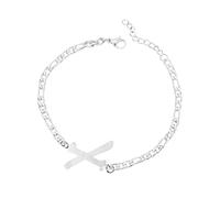 Luckywaqng Braccialetto iniziale personalizzato, in acciaio argentato, con lettera in acciaio inox, delicato disco, bracciale con nome per donne e ragazze, Taglia unica, acciaio al titanio, Nessuna