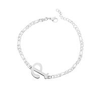 Luckywaqng Braccialetto iniziale personalizzato, in acciaio argentato, con lettera in acciaio inox, delicato disco, bracciale con nome per donne e ragazze, Taglia unica, acciaio al titanio, Nessuna