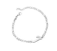 Luckywaqng Braccialetto iniziale personalizzato, in acciaio argentato, con lettera in acciaio inox, delicato disco, bracciale con nome per donne e ragazze, Taglia unica, acciaio al titanio, Nessuna