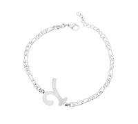 Luckywaqng Braccialetto iniziale personalizzato, in acciaio argentato, con lettera in acciaio inox, delicato disco, bracciale con nome per donne e ragazze, Taglia unica, acciaio al titanio, Nessuna
