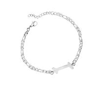 Luckywaqng Braccialetto iniziale personalizzato, in acciaio argentato, con lettera in acciaio inox, delicato disco, bracciale con nome per donne e ragazze, Taglia unica, acciaio al titanio, Nessuna