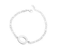 Luckywaqng Braccialetto iniziale personalizzato, in acciaio argentato, con lettera in acciaio inox, delicato disco, bracciale con nome per donne e ragazze, Taglia unica, acciaio al titanio, Nessuna