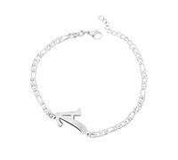 Luckywaqng Braccialetto iniziale personalizzato, in acciaio argentato, con lettera in acciaio inox, delicato disco, bracciale con nome per donne e ragazze, Taglia unica, acciaio al titanio, Nessuna