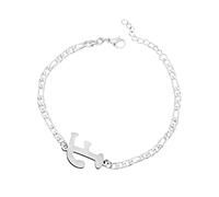 Luckywaqng Braccialetto iniziale personalizzato, in acciaio argentato, con lettera in acciaio inox, delicato disco, bracciale con nome per donne e ragazze, Taglia unica, acciaio al titanio, Nessuna