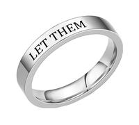 Luckywaqng Let Them Ring - Let Them - Anello in acciaio inox con incisione per migliori amiche della Sorority - Anello dell'amicizia ispiratore - Gioielli motivanti dell'amicizia - Regalo, 6, Acciaio