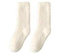Luckywaqng Long Haired Socks For Women Autumn and Winter Sleep Socks Warm Furry Socks Floor Socks with Plush And Thickened Mid Tube Socks Calzini Calzini con gommini da uomo, beige., Taglia unica