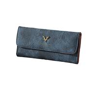 Luckywaqng Moda Donne ID Portafoglio Lungo Tinta Unita Kitz Decorazione Hasp Portafoglio Multiple Carte Clutch Bag Portafogli Uomini Con Immagine, Blu, taglia unica