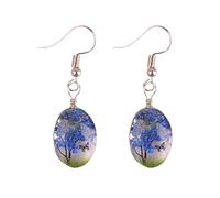 Luckywaqng Real Flower Tree Time Gem Handmade Baby's Breath Orecchini Lace Flower Birthday Carnival Incontri Eternal Flower Handmade Sweet Bloom, Taglia unica, Lega di acciaio, Nessuna pietra preziosa
