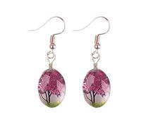 Luckywaqng Real Flower Tree Time Gem Handmade Baby's Breath Orecchini Lace Flower Birthday Carnival Incontri Eternal Flower Handmade Sweet Bloom, Taglia unica, Lega di acciaio, Nessuna pietra preziosa