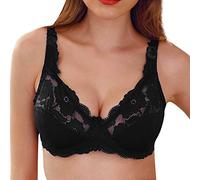 Luckywaqng Reggiseno trasparente da donna e reggiseno traspirante ultra sottile regolabile lingerie Curvy, Nero , 105E