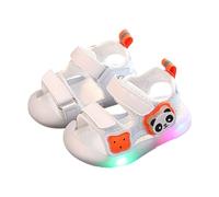 Luckywaqng Scarpe per bambini Luce su LED Ragazzi, Scarpe primi passi carine ed eleganti, con suola morbida in pelle, sandali aperti a piedi nudi, antiscivolo, leggere, estive, bianco, 20 EU