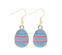 Luckywaqng Simpatici orecchini Bunny Dangling Happy Easter Egg carota orecchini pasquali simpatici orecchini adesivi ragazza, Taglia unica, Lega di acciaio, Nessuna pietra preziosa