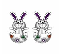Luckywaqng Simpatici orecchini Bunny Dangling Happy Easter Egg carota orecchini pasquali simpatici orecchini adesivi ragazza, Taglia unica, Lega di acciaio, Nessuna pietra preziosa